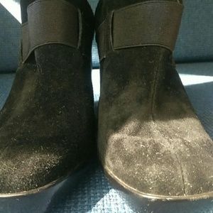 Black Sure Square Toe Wedge Bootie